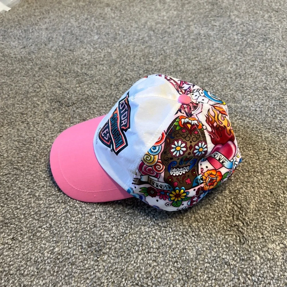 Harley-Davidson‎ hat baby girls pink white cap biker grunge logo streetwear